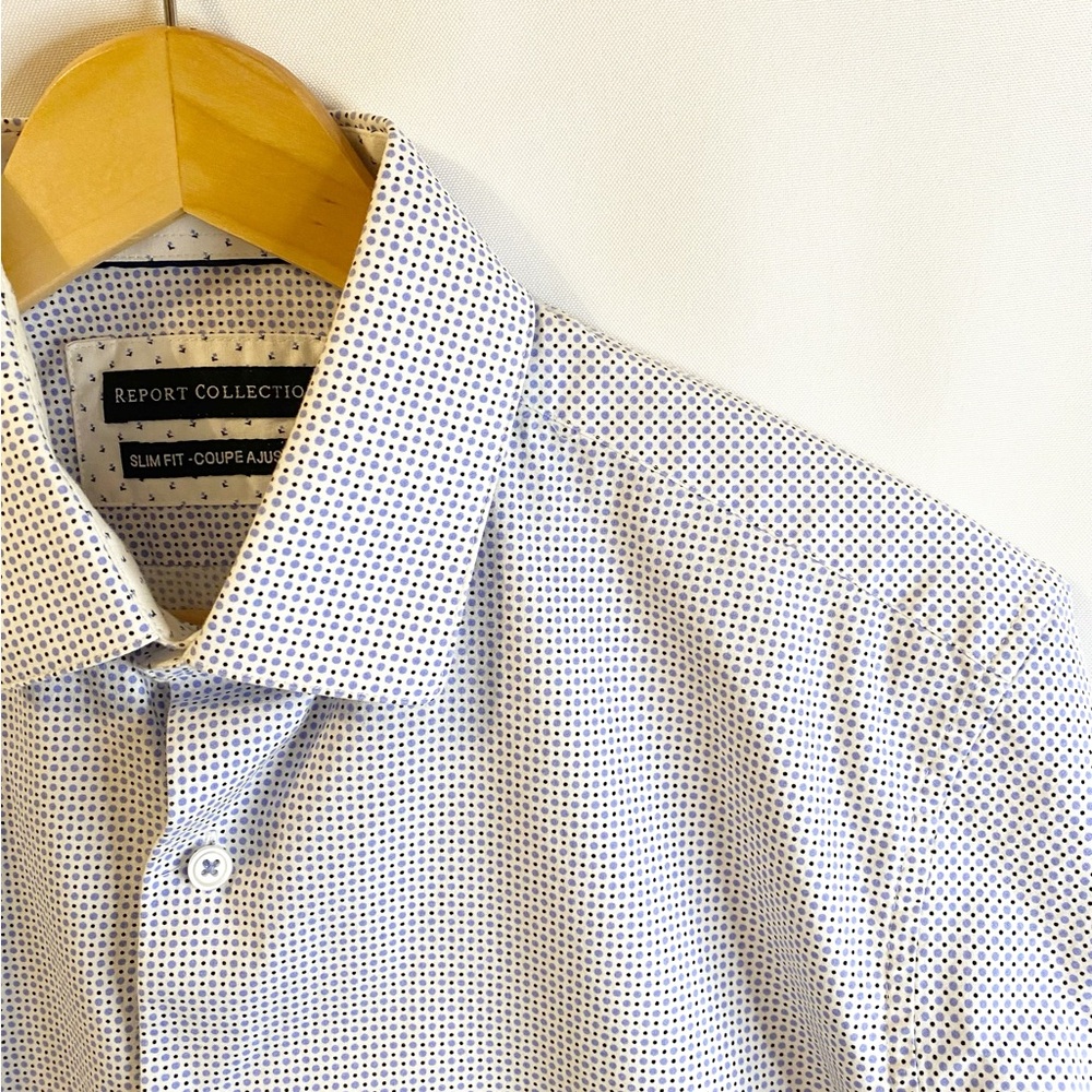 Report Collection Men’s Slim Fit Shirt | Blue Geometric | 15.5 34/35